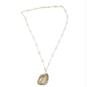 Rose Quartz Rice Pearl Necklace Necklace